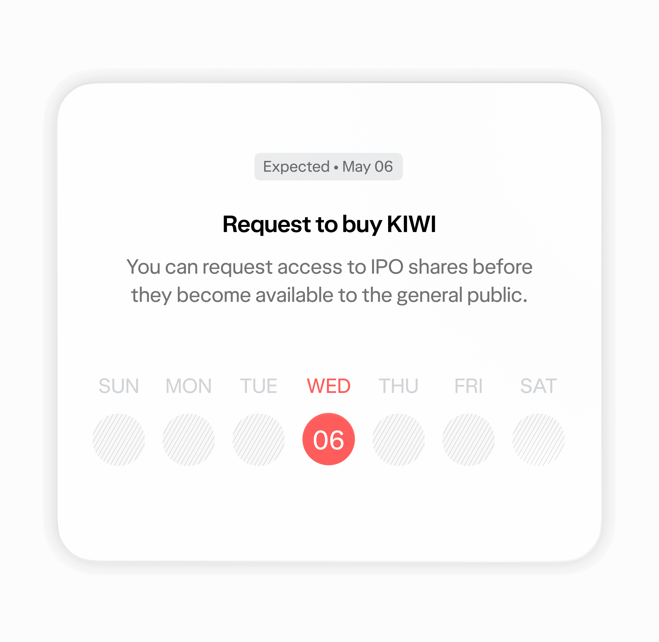 A view of the Request to buy screen on Wealthsimple's app, with a request to access shares of KIWI.