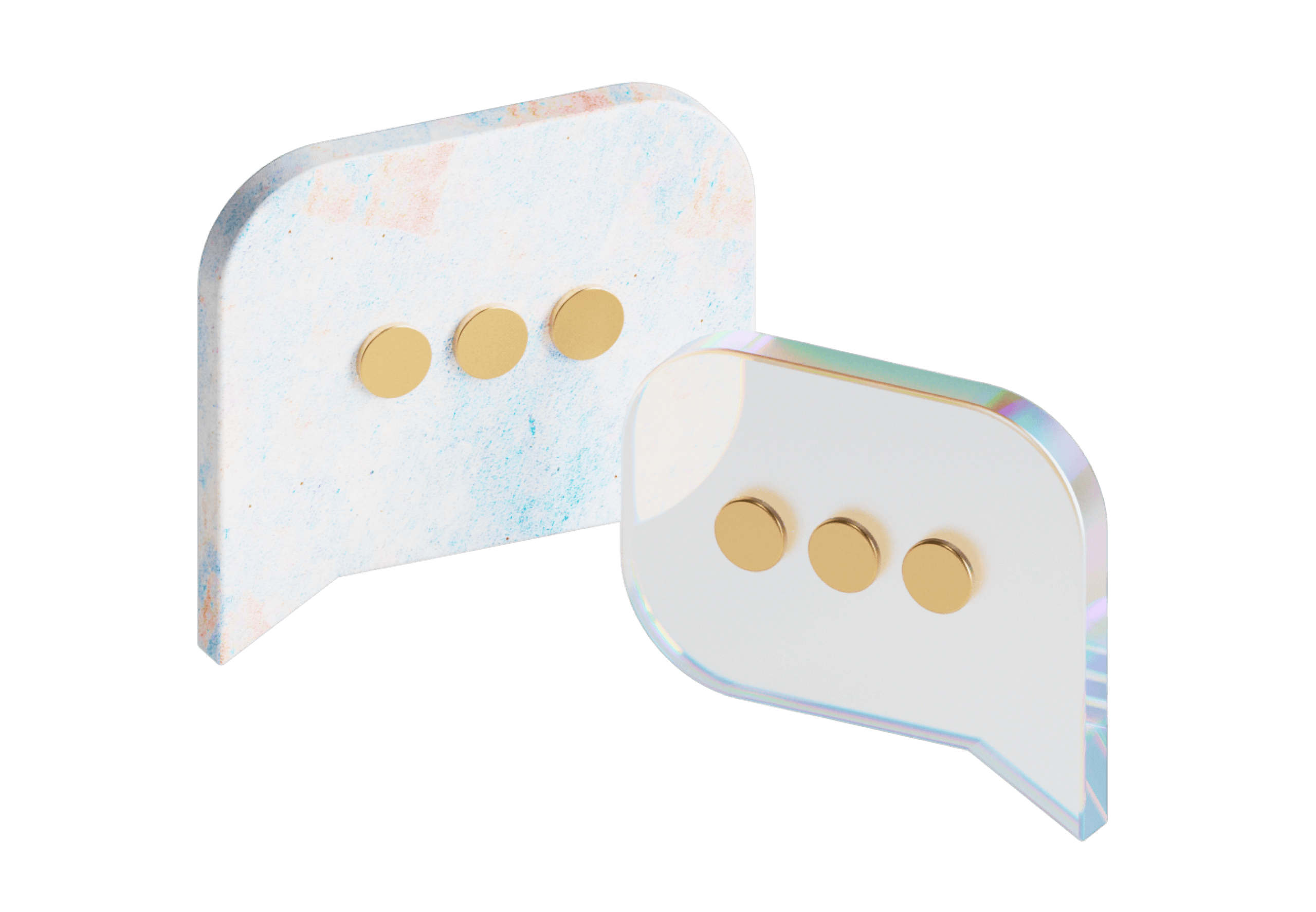 Two chat bubbles filled with ellipses, overlapping.