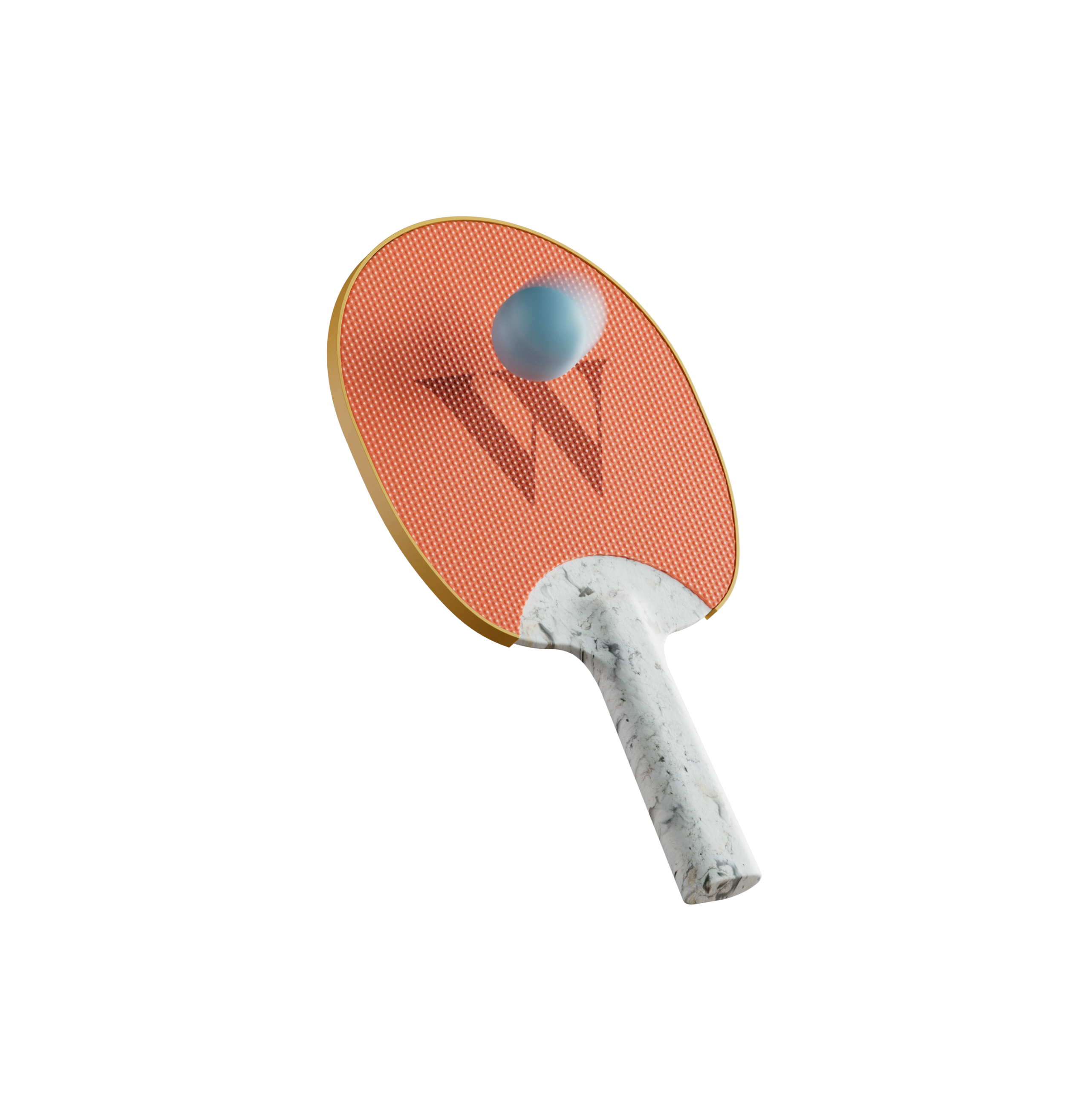 A static 3D ping pong paddle with a Wealthsimple logo bouncing a ping pong ball